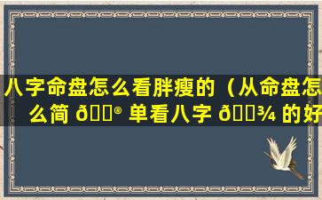 八字命盘怎么看胖瘦的（从命盘怎么简 💮 单看八字 🌾 的好坏）